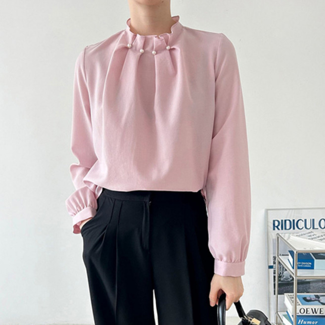 라라온 긴팔 진주 블라우스 TSP026