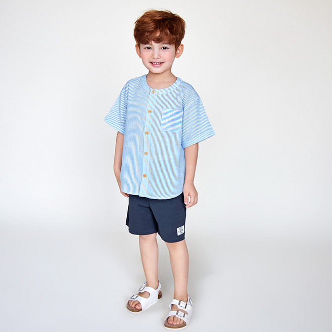 WALTONKIDS 男童涼感透氣帥氣泡泡紗上下套裝