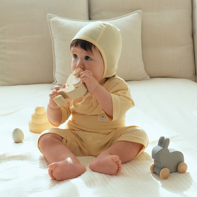 말랑하니 유아용 배앓이 방지 밤부라이트 7부 실내복 상하의 세트