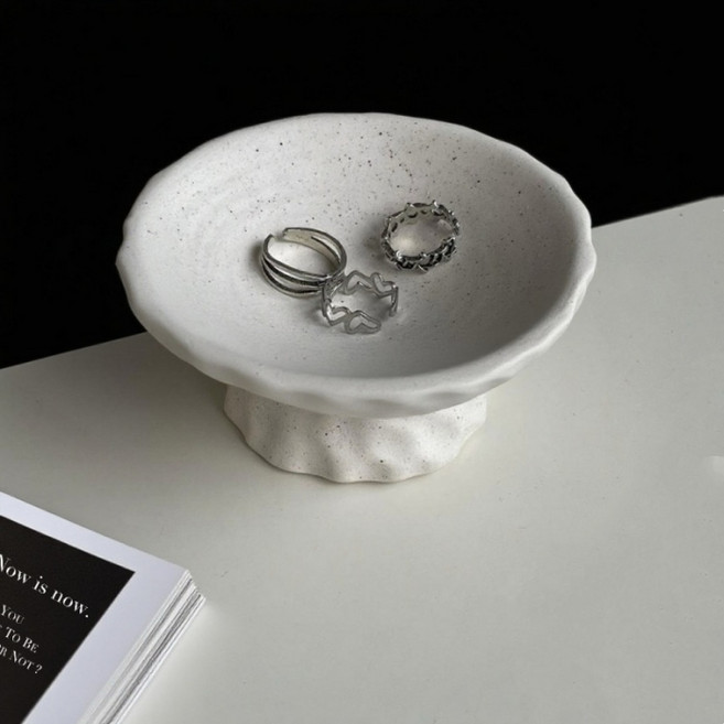 세라믹 모던 쥬얼리 인테리어 오브제 트레이 MW0141, 화이트