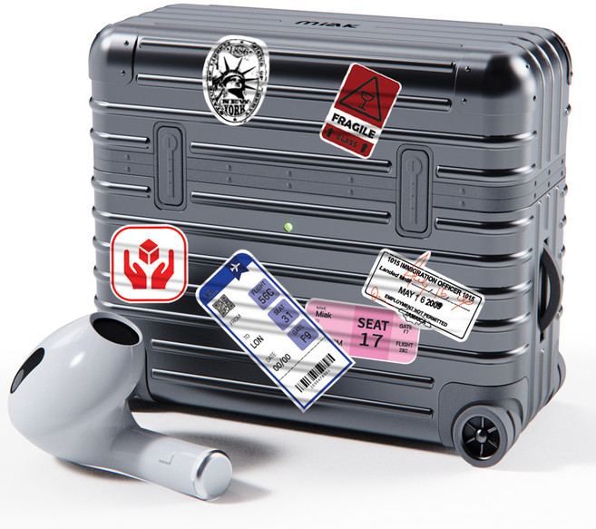 미아크 에어팟 캐리어 케이스 + 스티커 3종 세트, 에어팟3세대, 블랙, 1개