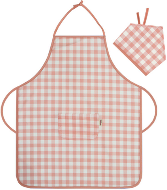 더해피 아동용 목끈형 앞치마 + 두건 세트