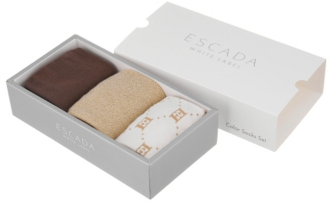 ESCADA 女性經典金色中筒襪 3雙入