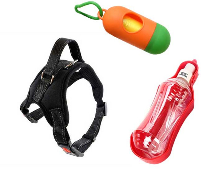 1040펫 고급형 하네스 + 배변봉투 20p + 산책물통 세트, 블랙(하네스), 랜덤발송(배변봉투, 산책물통), 1개