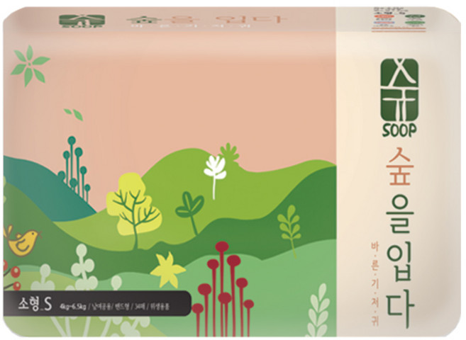 숲 밴드형 기저귀 유아용, 34매, 소형(S)