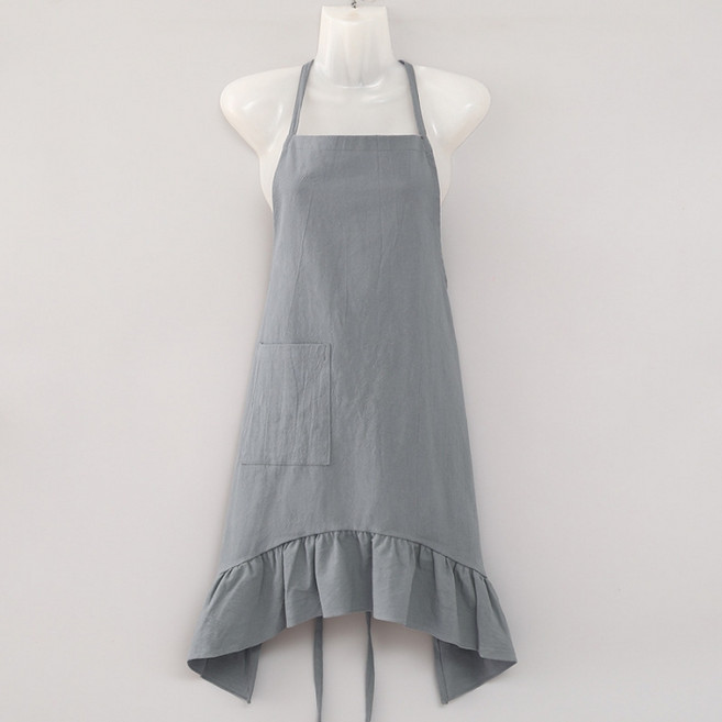 다파랑 파스텔 감성 롱 원피스형 프릴 에이프런 HJ1346, 그레이, 1개