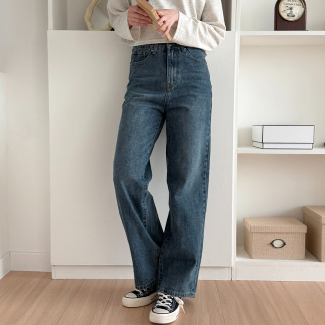 라라온 여성용 롱/기본/숏 기장 하이웨스트 와이드 데님 팬츠 25TSP3384