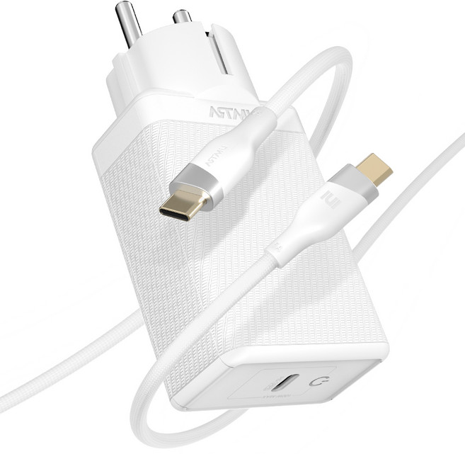 아트뮤 PD 100W PPS GaN 접지 초고속 충전기 GS510 C to C 240W 5A 우븐 케이블 1.5m, 화이트, 1개