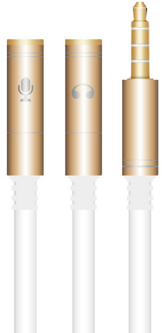 칼론 4극 헤드셋 변환 Y형 케이블, APC-A09, 화이트골드, 1개