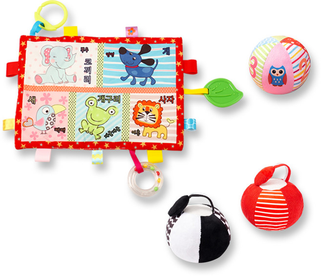 아기 바스락 촉감 동물책 + 숫자공 + 잡기쉬운 초점공 2p 세트, 도윤