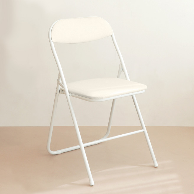 팬물산 이지라이프 등받이 패브릭 접이식 의자, 크림, 1개