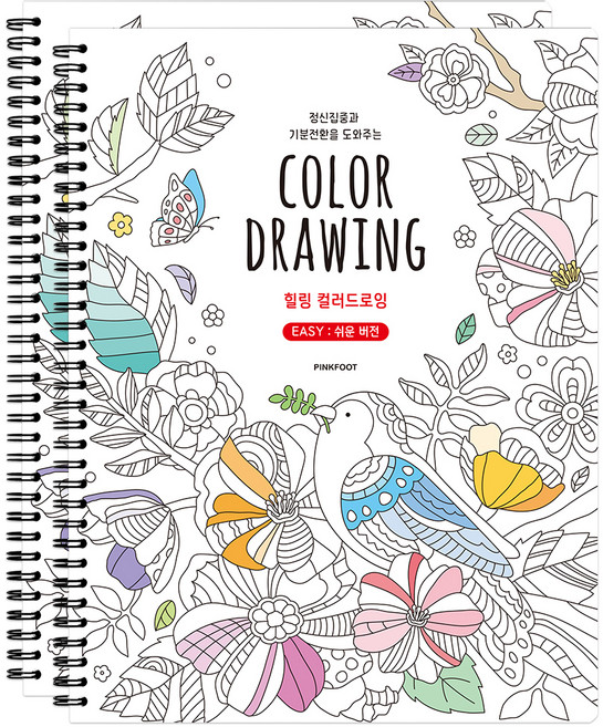 8000 힐링 컬러드로잉 쉬운버전 2p, 핑크풋