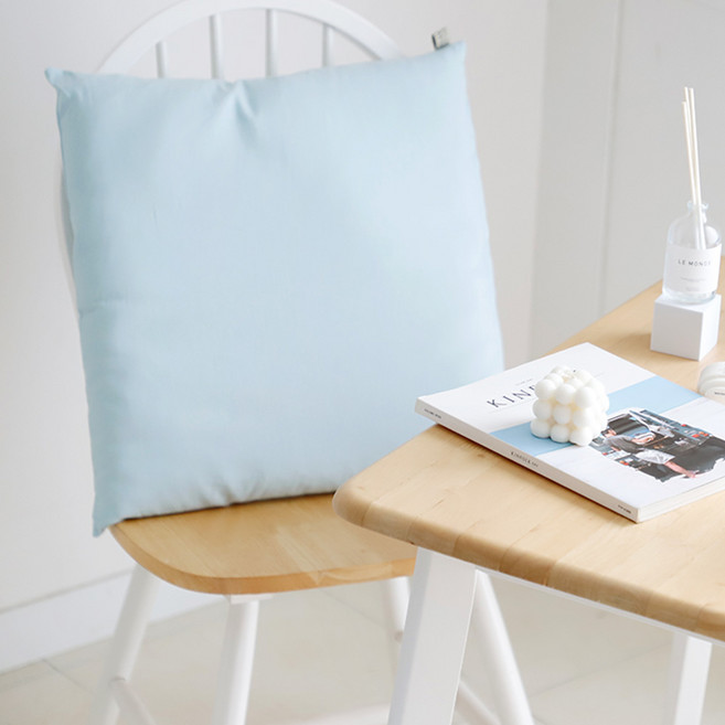 까사베르데 11수 데일리 무드 린넨 솔리드 사각 방석, 라이트블루