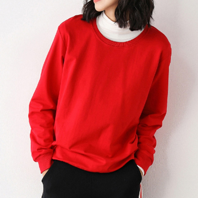 알로데 여성용 코튼 라운드넥 루즈 맨투맨