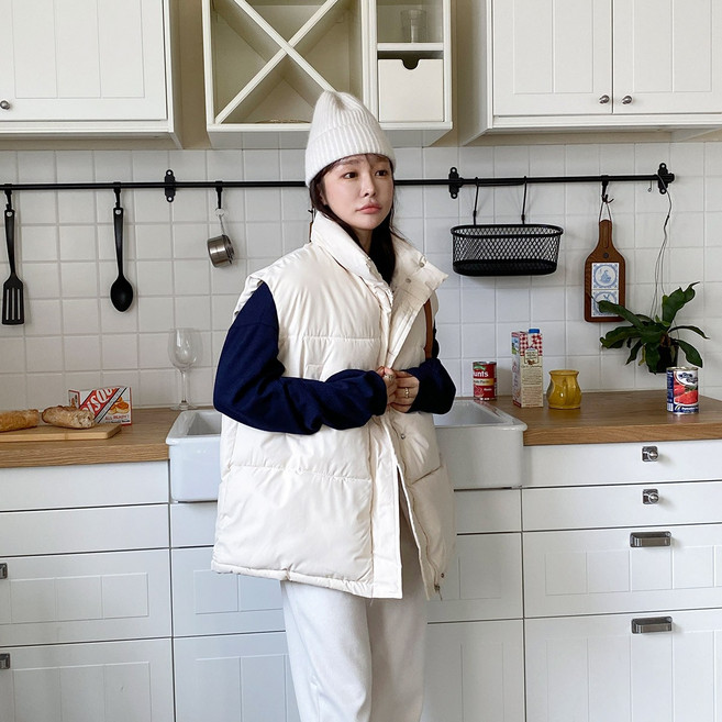 린다샵 여성용 프르루 반폴라 박스 패딩 조끼 cpvt1099k39