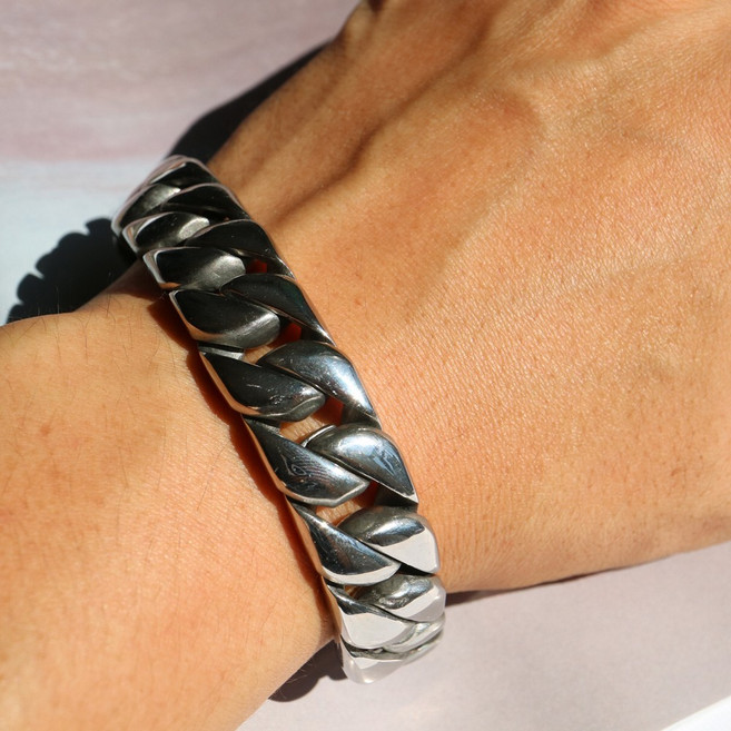 노이드비 남성용 써지컬스틸 고급 주물 유광기본 체인팔찌