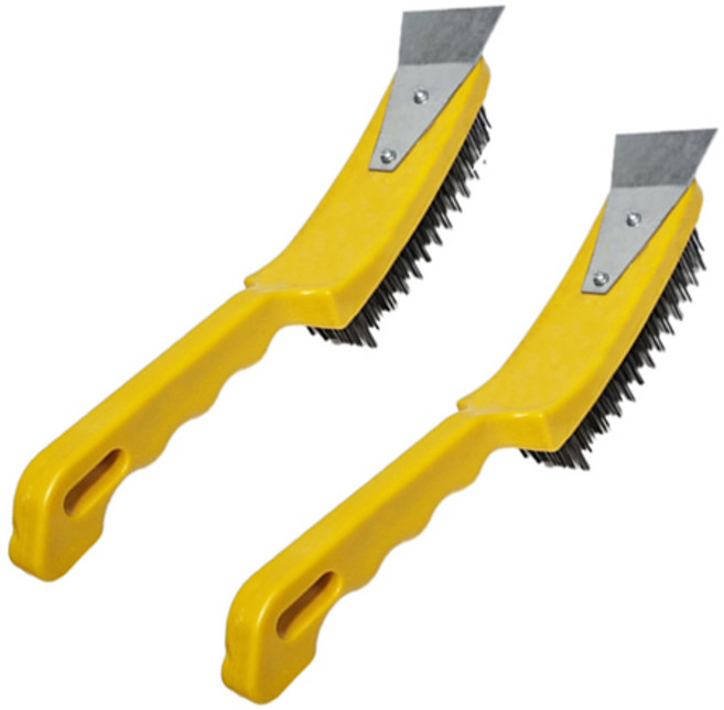 월드크린 와이어 헤라 철 브러쉬, 옐로우, 2개