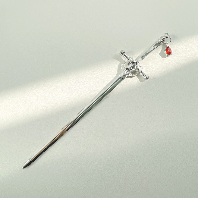 젤루나 여성용 메탈 검모형 소드 올림머리 헤어핀 유니크 전통 빈티지 뒤꽂이 비녀핀 H-236