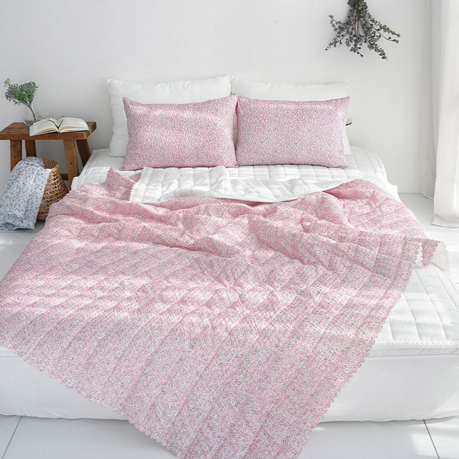 스코홈 국산 눈꽃 냉감 시어서커 엣지 차렵이불 + 패드 3종 세트