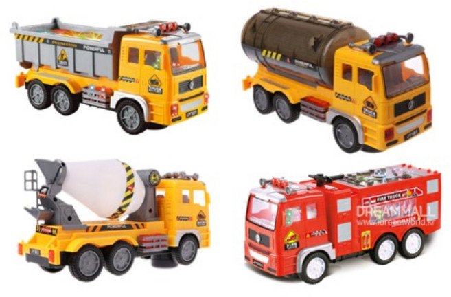 LED 음악 자동작동 대형 중장비 4종 세트, 혼합색상, 1개