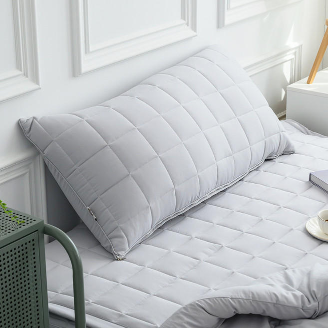 아이닉스 푸딩 소프트워싱 등받이 롱 헤드쿠션 누빔 커버 솜포함, 그레이