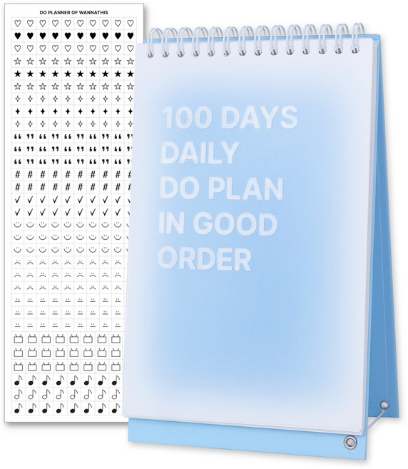 워너디스 DO 데일리 100일 탁상 데스크 스터디 플래너 + 스티커 세트, 스카이블루, 1세트