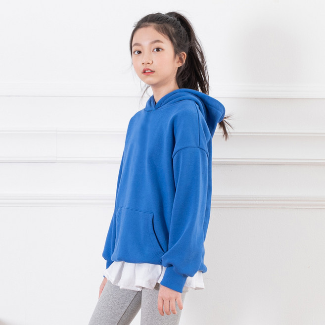 제니 여아용 오버핏 무지 후드티셔츠