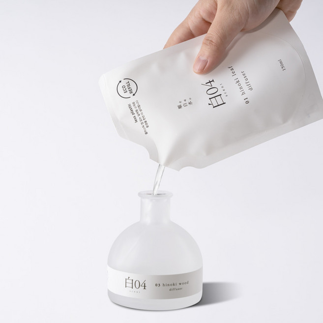 순백수 디퓨저 리필 + 리드스틱 세트, 히노키우드, 150ml, 1개