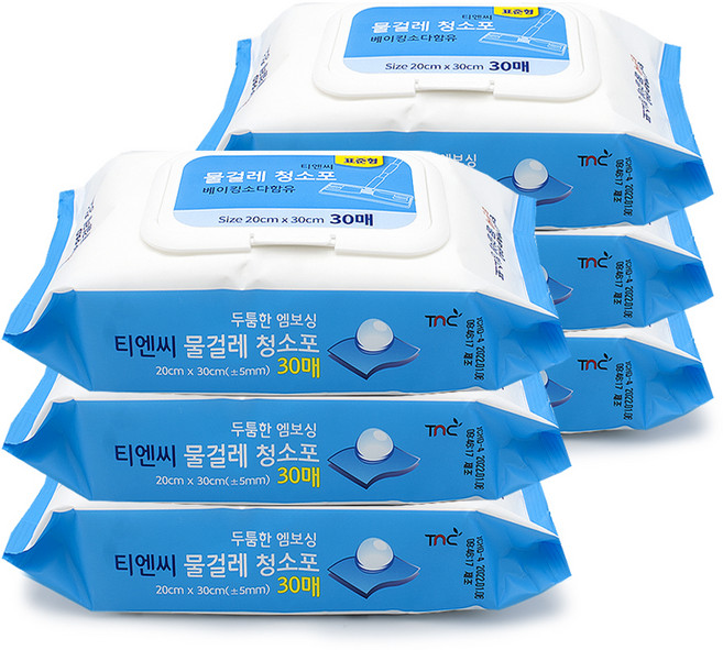 티엔씨 물걸레 청소포 30매, 6개