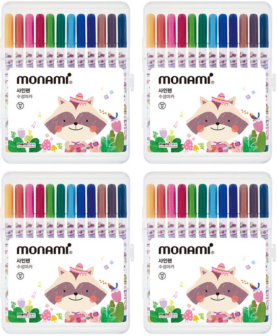 monAmi Monami 12色簽字筆套組 粉紅色, 多色, 48支