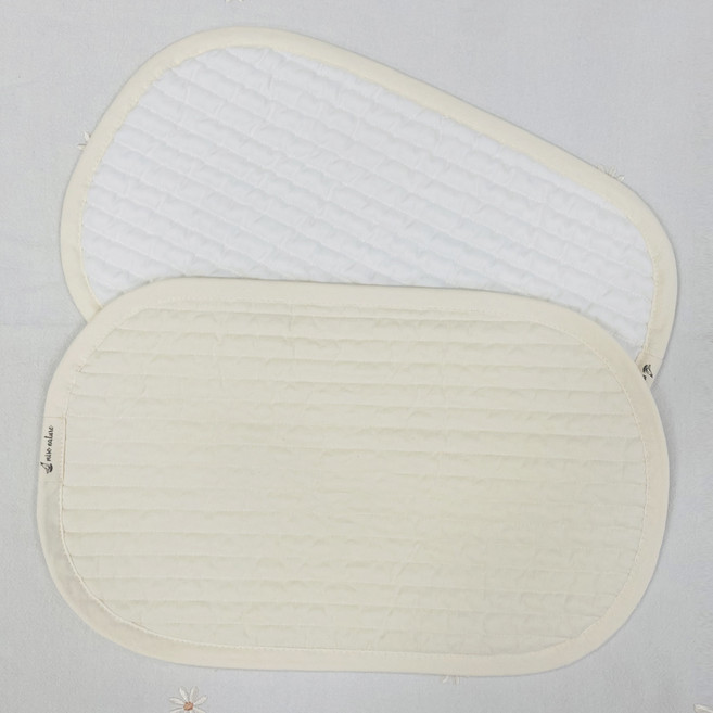 미소네이처 누빔 듀라론 양면 아기 땀 베개 패드 고정밴드 없음, 아이보리 + 화이트