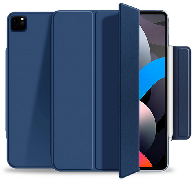 누아트 아이패드 마그네틱 애플펜슬 수납홀더 스마트커버 케이스, 딥블루