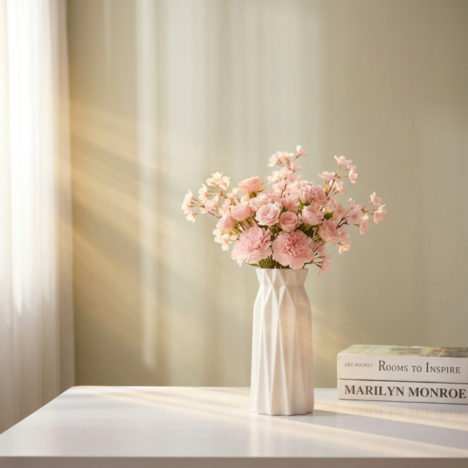 무무드림 심플 화병 도자기 꽃병, 화이트