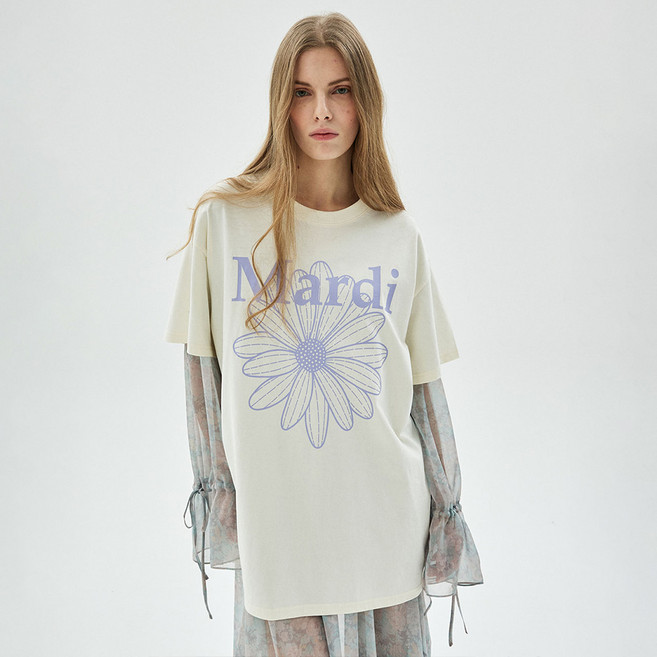 마르디메크르디 남녀공용 플라워 면 티셔츠