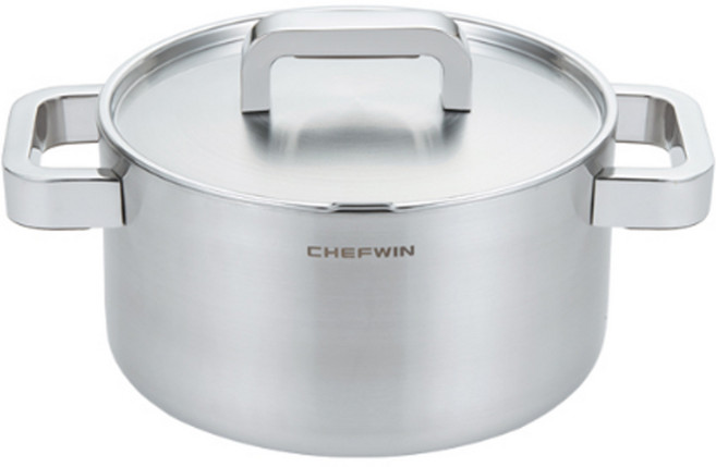 CHEFWIN 電磁爐 316不鏽鋼 3.5mm 全5層 雙耳鍋, 20cm, 銀色, 1個