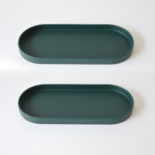 실리콘 다용도 트레이 받침대, 딥그린, 2개