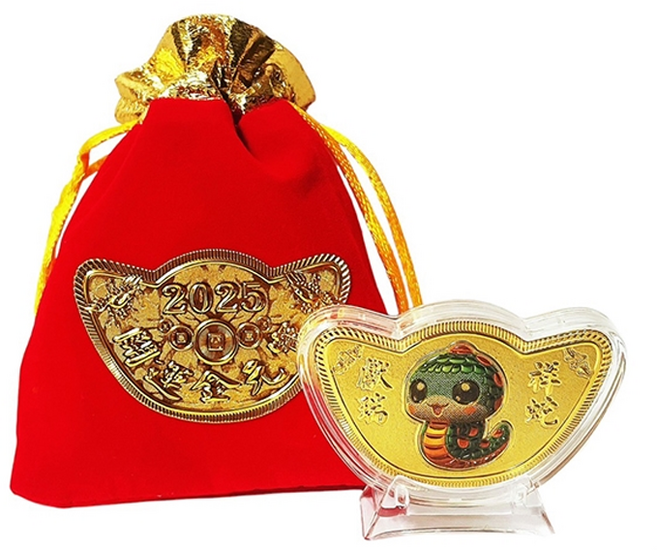 a1寶石 白水晶碎石 + 招財金蛇元寶發財金 開運超值組, 白色