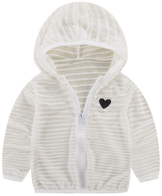 조이멀티 아동용 하트자수 비치점퍼 매쉬 긴팔 후드집업