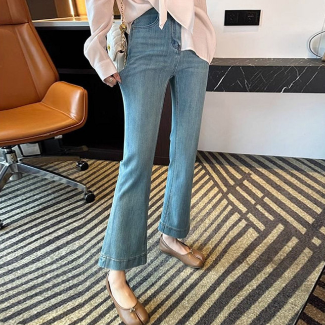 포플러앤씨 여성용 모라드라 세미 부츠컷 데님 팬츠 P26SPP120222