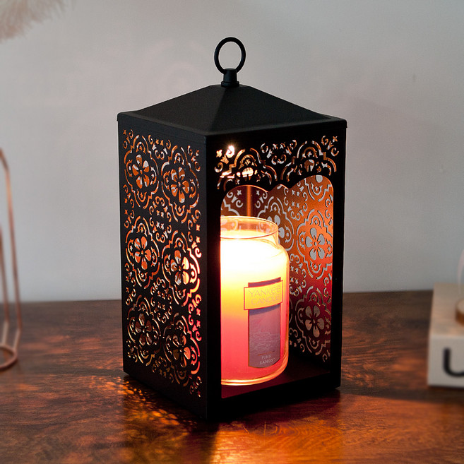 양키캔들 라지자 + 타이머 스크롤 캔들워머 + 전구2p 세트, 핑크샌드, 블랙