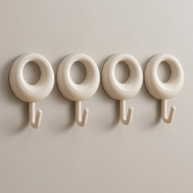 앞날창창 도넛형 벽 후크걸이, 밀크 화이트, 4개