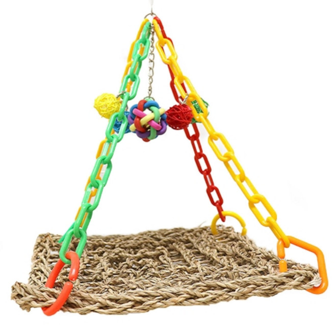 리프패럿 등나무공 체인 사각해먹 그네 03795, 혼합색상, 1개