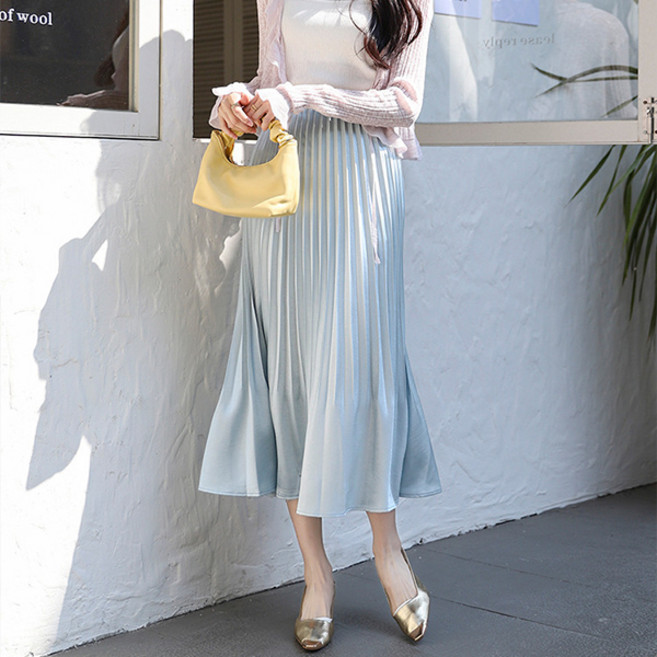 포플러앤씨 여성용 소니로즈 새틴 플리츠 스커트 P26SMSK022410