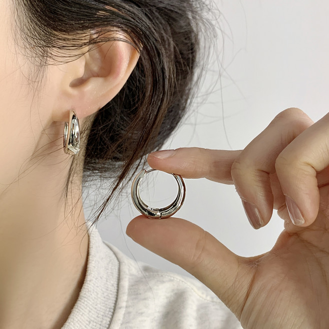 스타일플래닛 여성용 원터치 볼드 후프 귀걸이