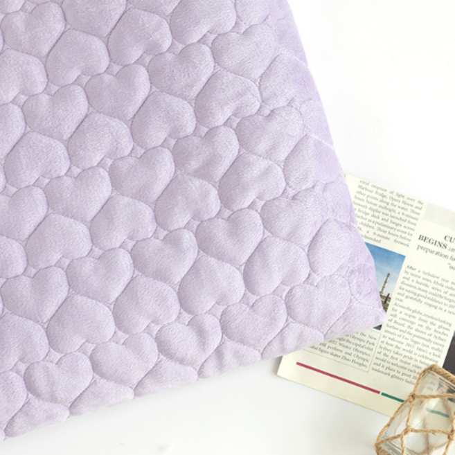 하트 조이 누빔 4온스 부드러운 극세사 홈패션 원단, 라벤더, 1개