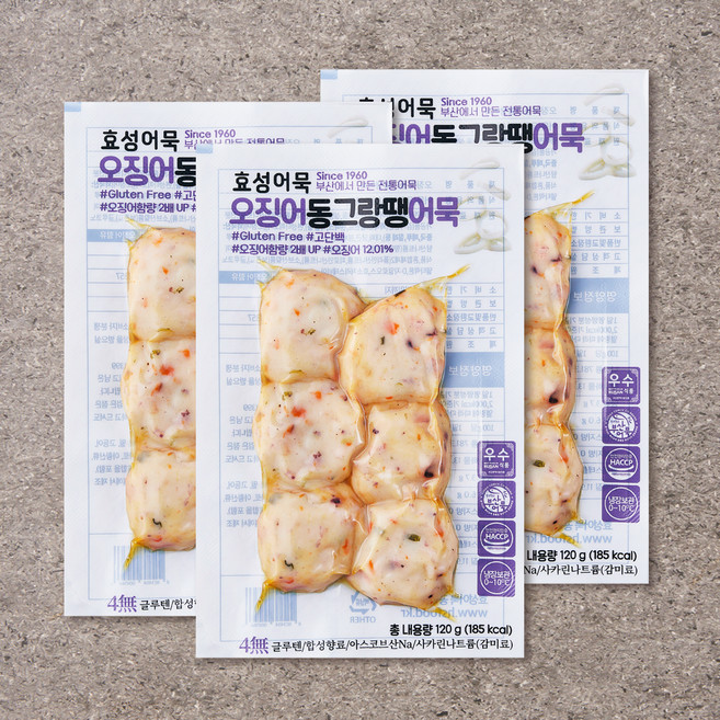효성어묵 오징어 동그랑땡어묵, 120g, 3개