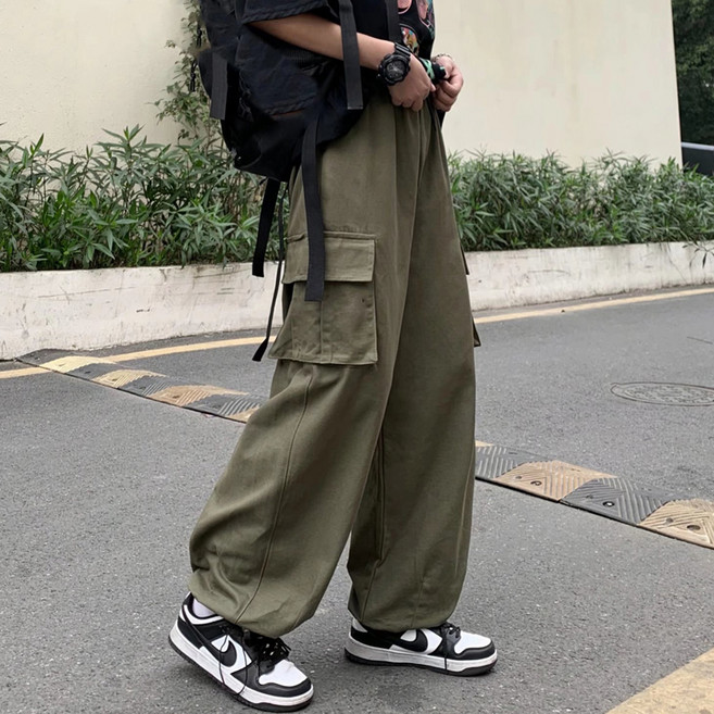 男款抽繩寬版工裝褲 PDS225