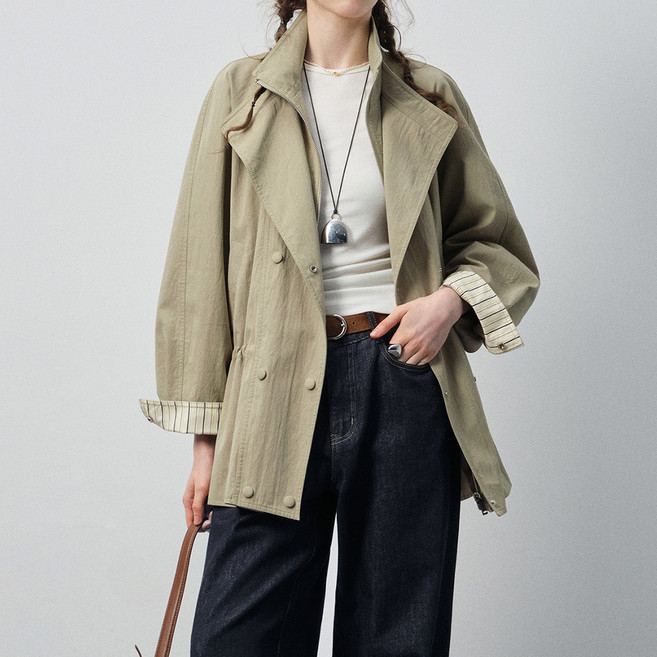 Paperments 孔眼抽繩春秋高品質風衣外套 14383