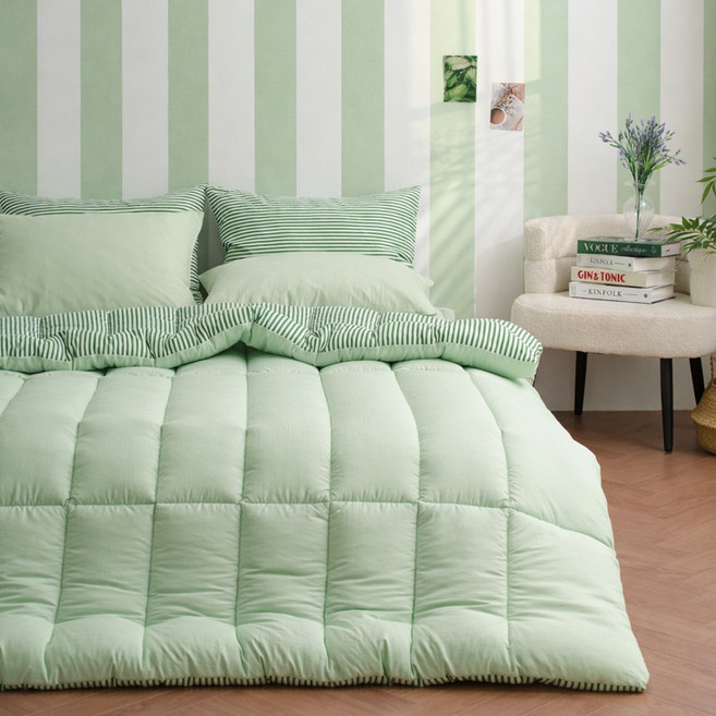 안나푸르나 스트라이프 부드러운 마이크로 침구 세트