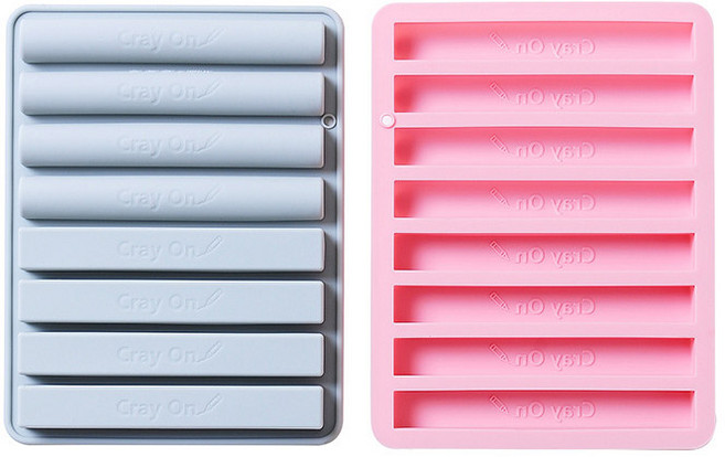 이홈베이킹 실리콘몰드 바통 4구 직사각 4구 2종 세트, 블루, 핑크, 1세트